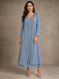 Sequin Chiffon Mother of the Bride Dress with Jacket