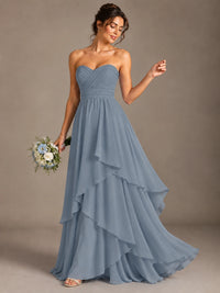 Strapless Ruffle A-Line Maxi Dress