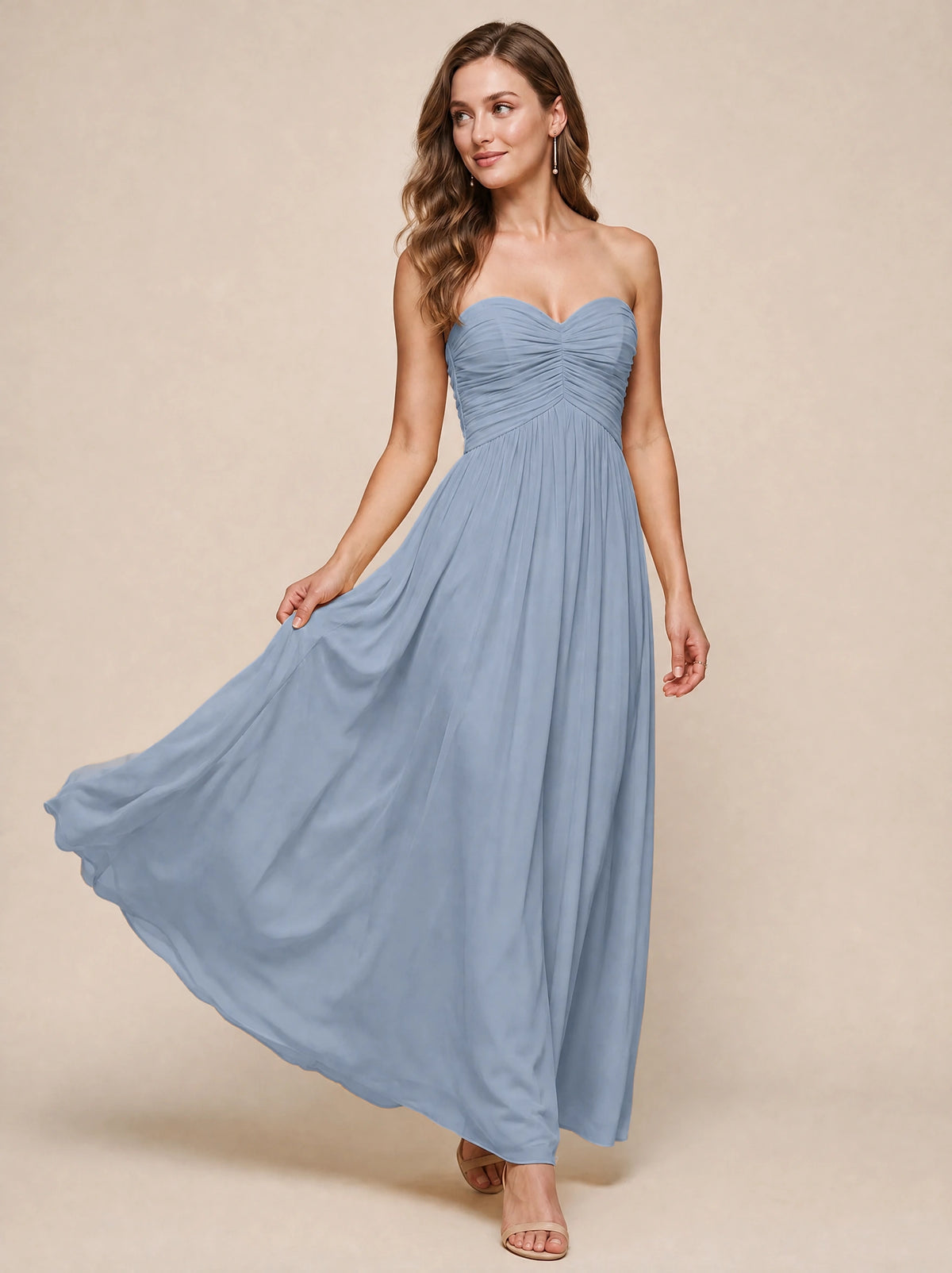 Strapless Pleated Chiffon A-Line Bridesmaid Dress