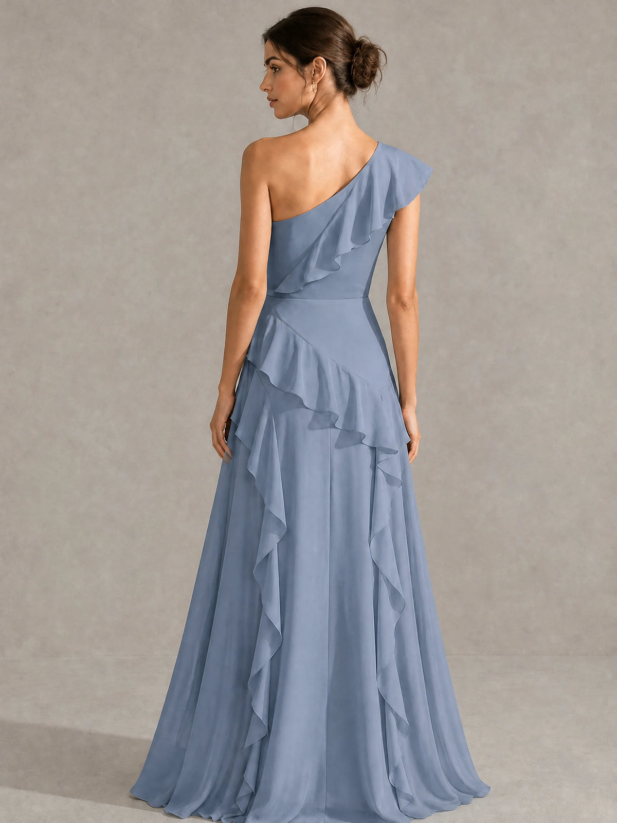 Sage Green One Shoulder Ruffle Bridesmaid Dress