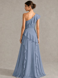 Sage Green One Shoulder Ruffle Bridesmaid Dress