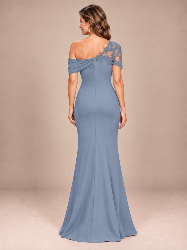 One Shoulder Chiffon Mother of The Bride Dress