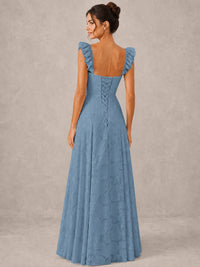 Jacquard Square Neck A-Line Maxi Dress