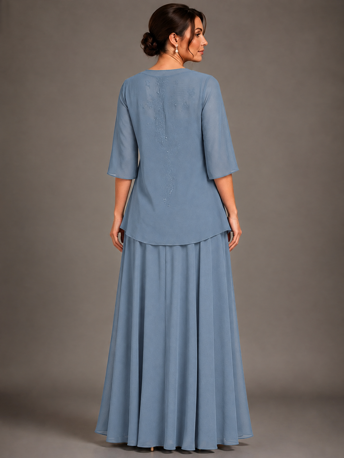 A-line 2 Pieces Chiffon Appliques Mother of The Bride Dresses with Jackets