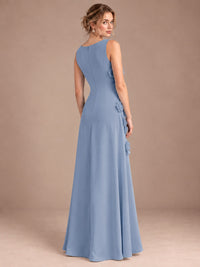 3D Floral Applique Sleeveless Formal Maxi Dress