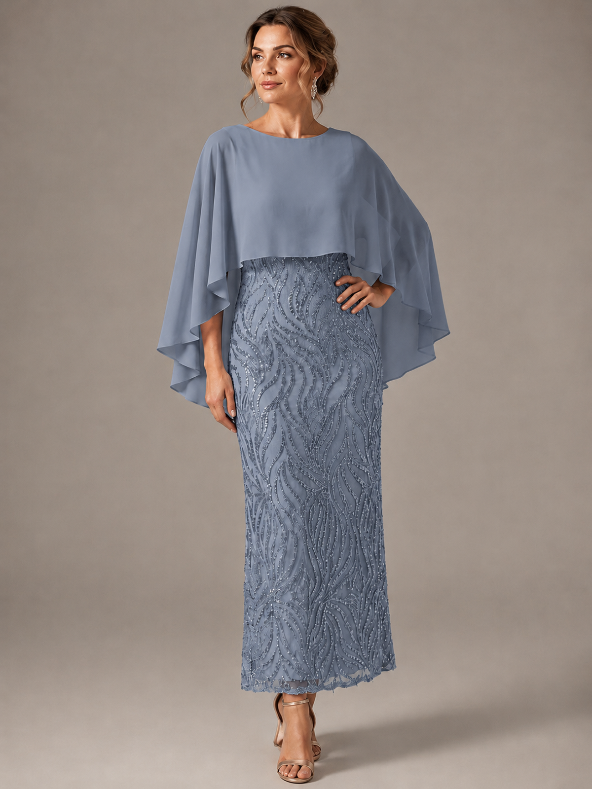Light Blue Sequin 2 Pieces Mother of the Bride Dress
