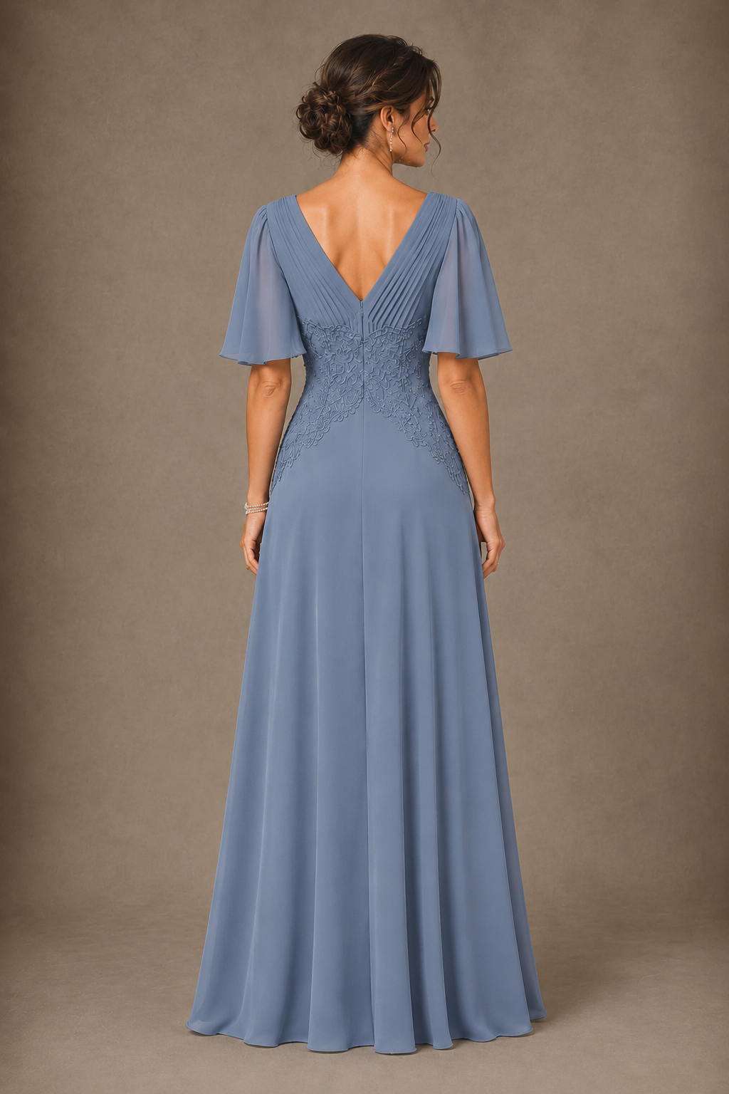 A-Line Chiffon Mother of the Bride Dress with Applique