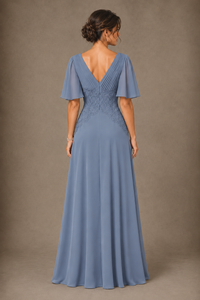 A-Line Chiffon Mother of the Bride Dress with Applique