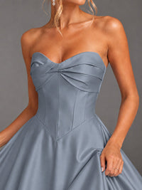 Sweetheart Neck Strapless Satin A-Line Prom Dress