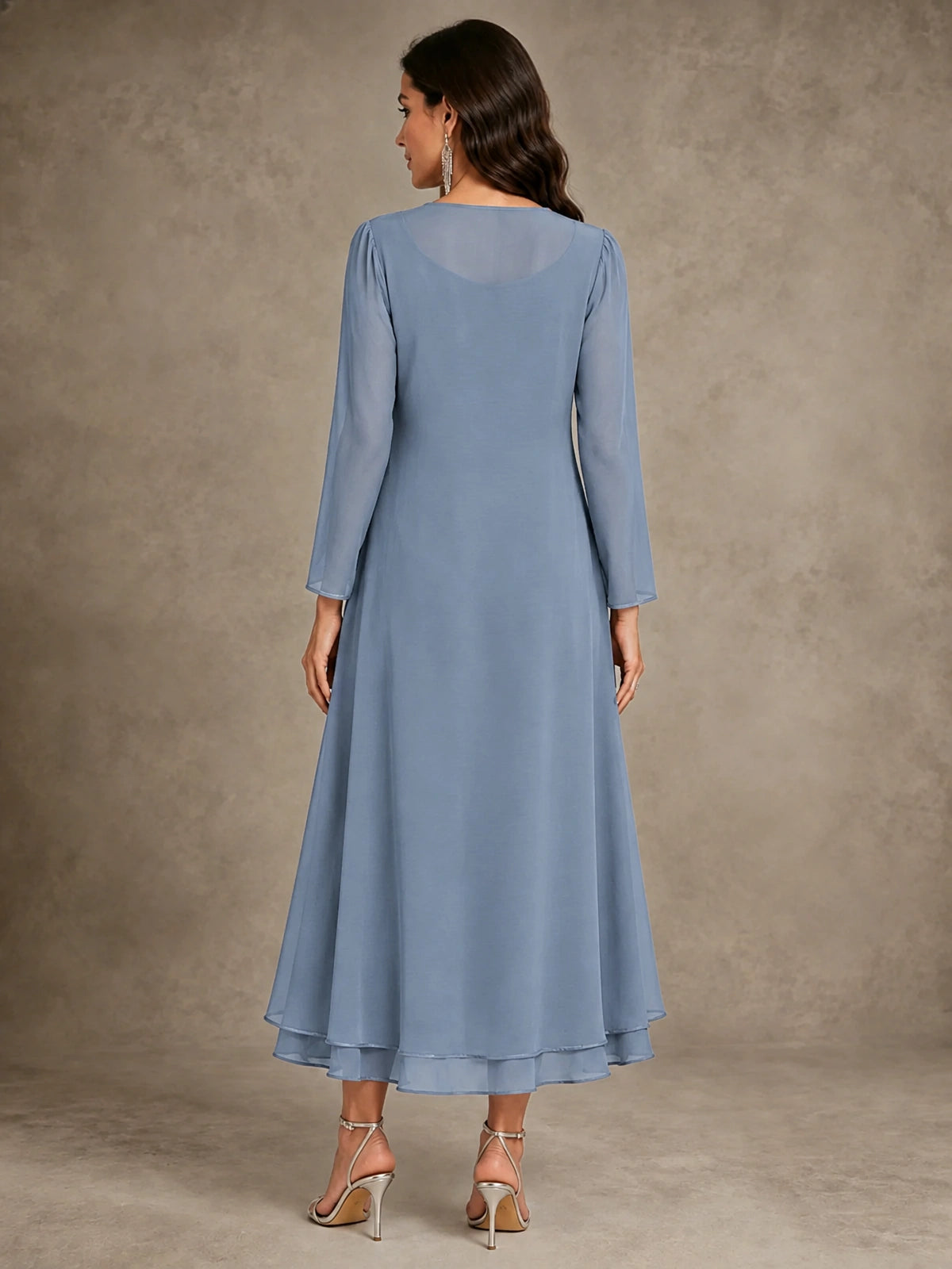 Sequin Chiffon Mother of the Bride Dress with Jacket