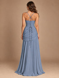 Butter Yellow Square Neck Ruched A-Line Prom Dress