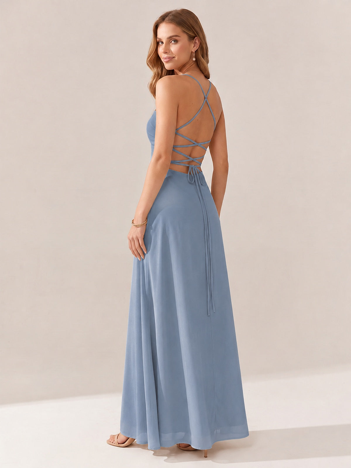 JOVELLEE Yellow Sweetheart Ruched Bust Chiffon Maxi Dress