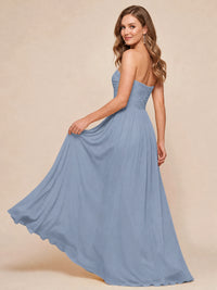 Strapless Pleated Chiffon A-Line Bridesmaid Dress