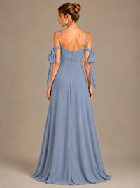 A-Line Ruffles Chiffon Bridesmaid Dress with Slit