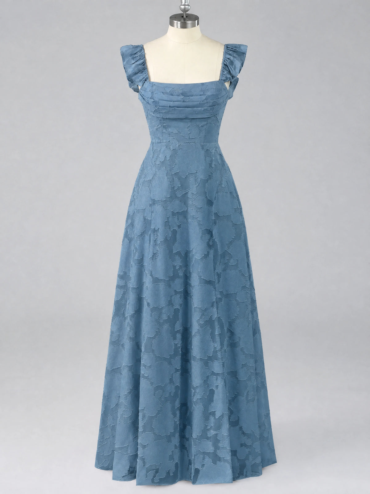 Jacquard Square Neck A-Line Maxi Dress