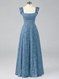 Jacquard Square Neck A-Line Maxi Dress