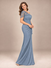 One Shoulder Chiffon Mother of The Bride Dress