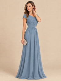 Cap Sleeve Mother of The Bride Dresses Long Chiffon Formal Gowns