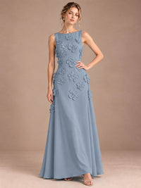 3D Floral Applique Sleeveless Formal Maxi Dress