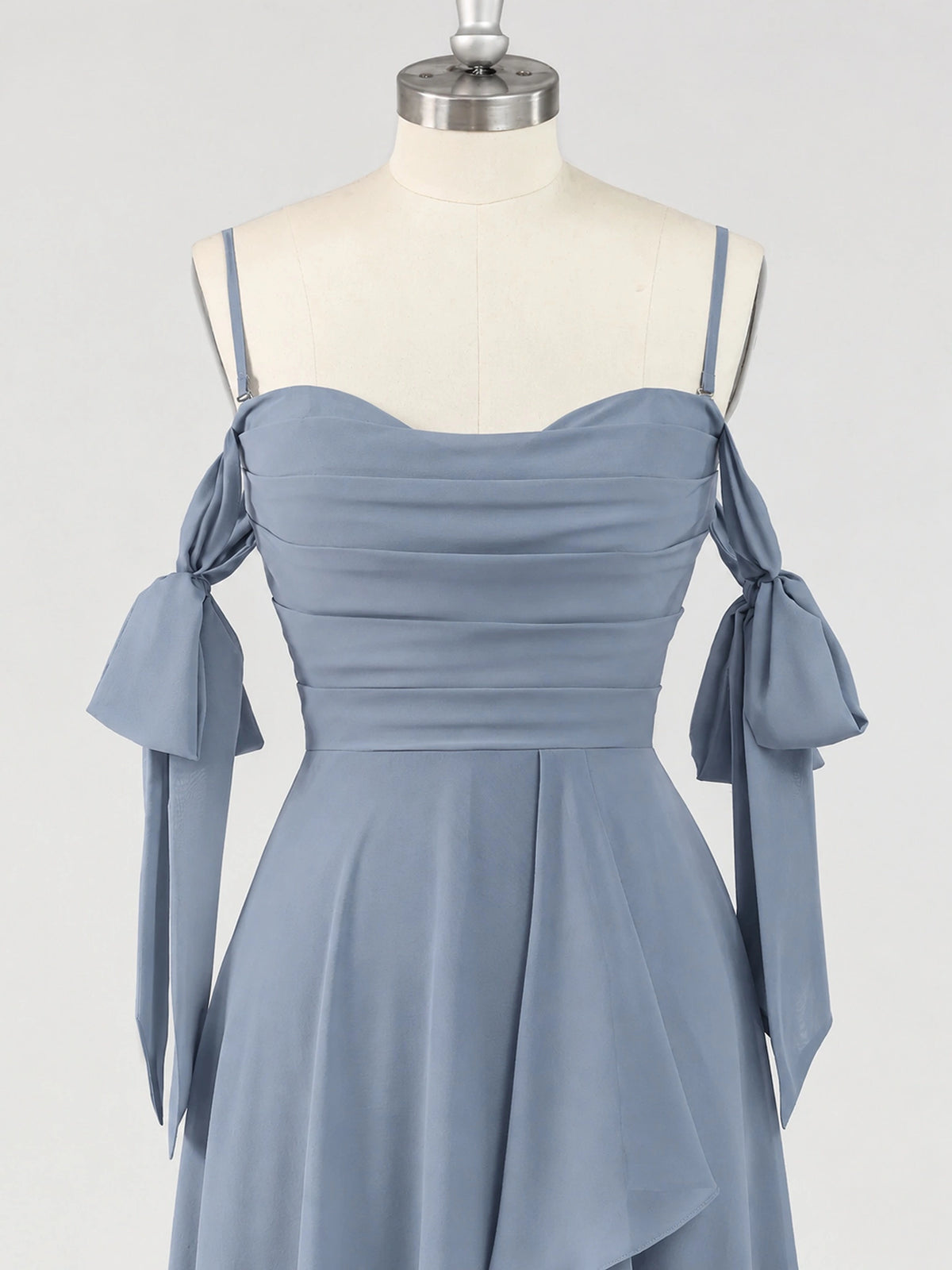 A-Line Ruffles Chiffon Bridesmaid Dress with Slit