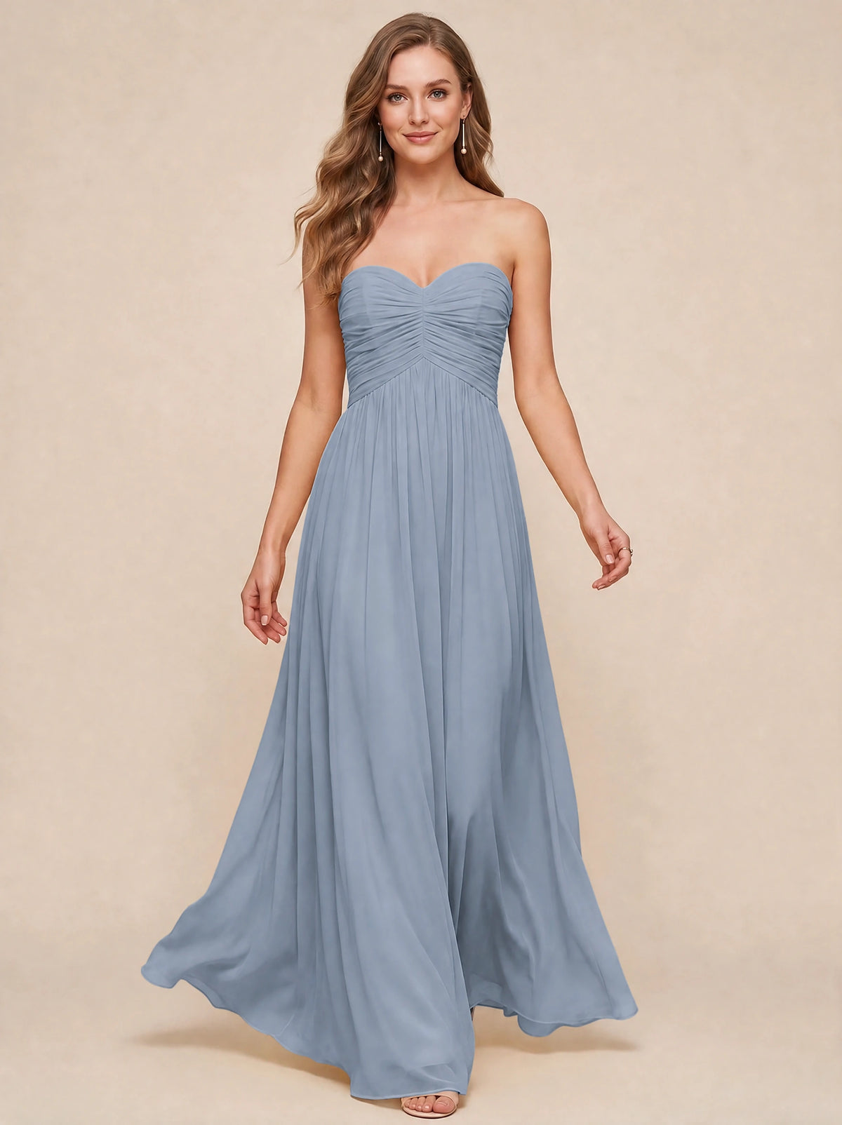 Strapless Pleated Chiffon A-Line Bridesmaid Dress