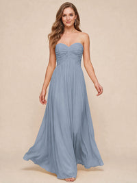 Strapless Pleated Chiffon A-Line Bridesmaid Dress