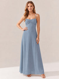 JOVELLEE Yellow Sweetheart Ruched Bust Chiffon Maxi Dress
