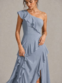 Sage Green One Shoulder Ruffle Bridesmaid Dress