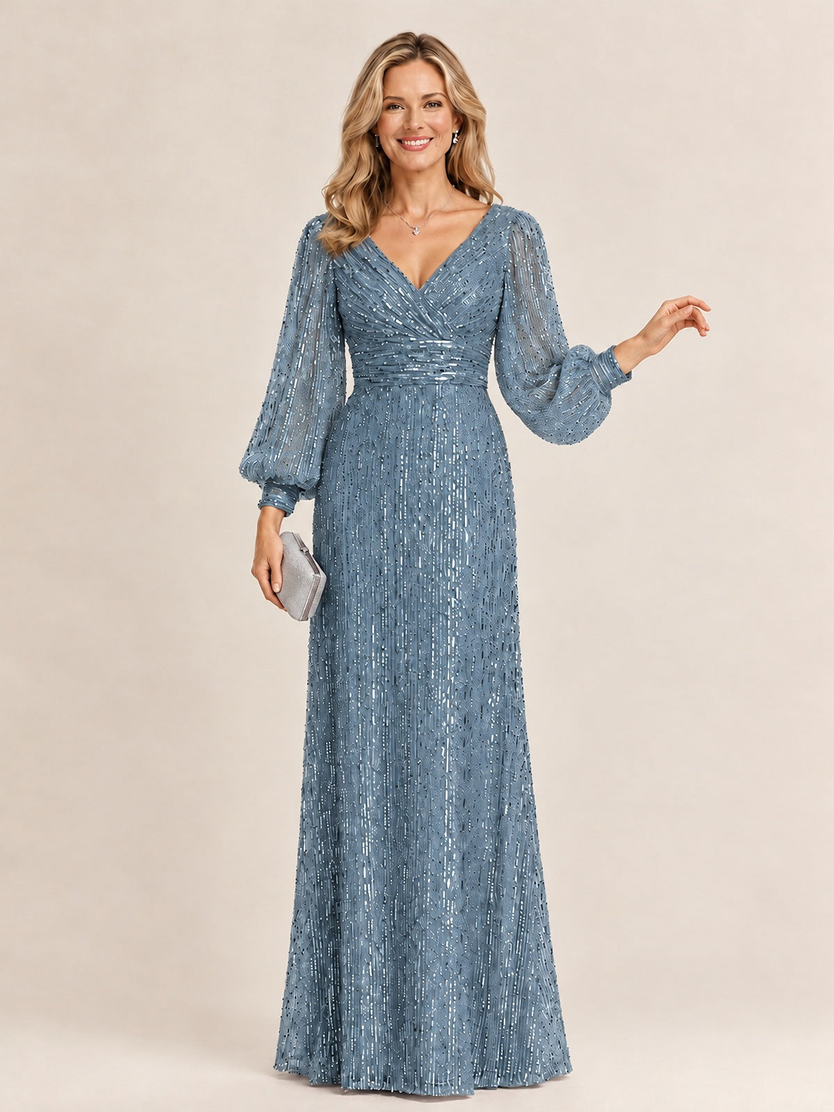 Sparkle Sequin Mother of The Bride Dresses with Long Sleeves