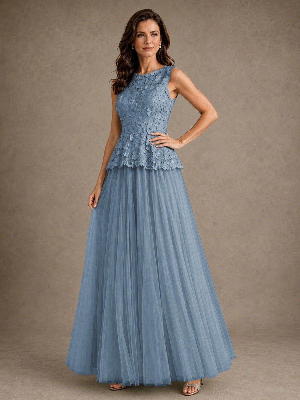 A-Line Chiffon Mother of the Bride Dress with Lace Appliques
