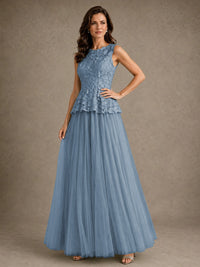 A-Line Chiffon Mother of the Bride Dress with Lace Appliques