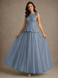 A-Line Chiffon Mother of the Bride Dress with Lace Appliques