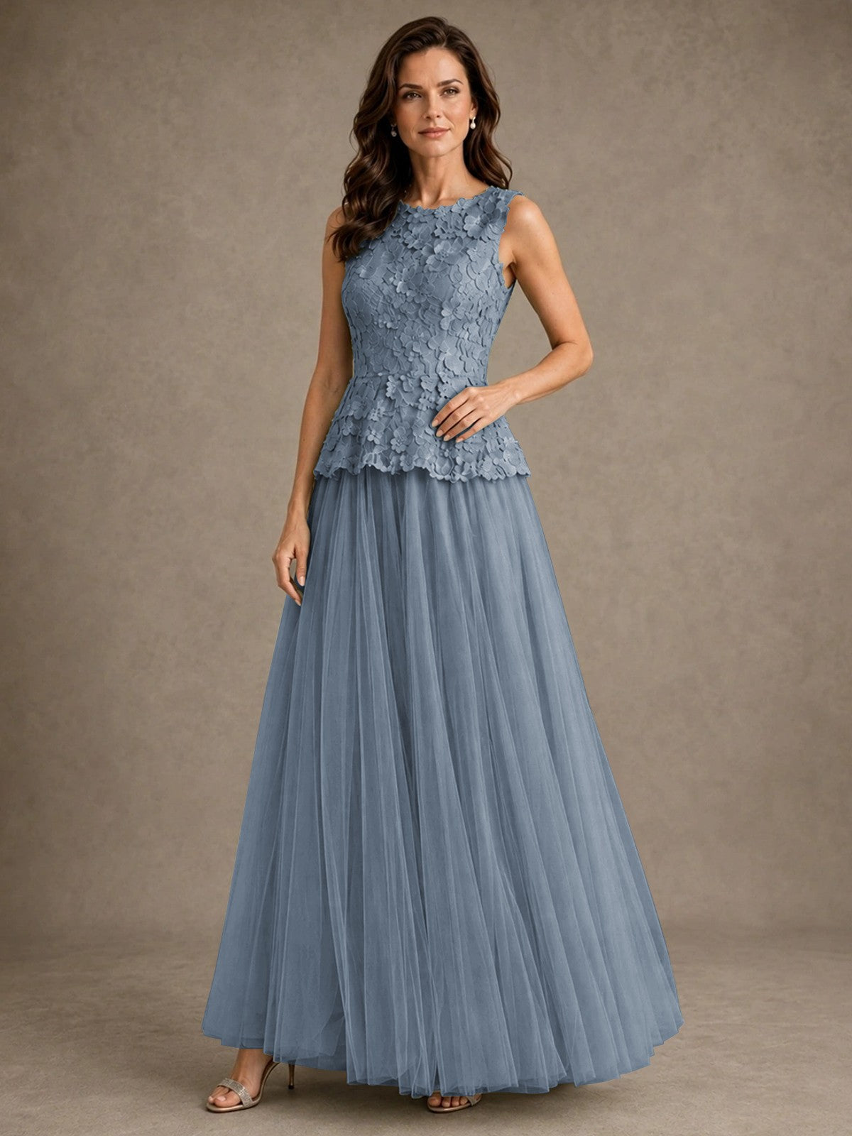 A-Line Chiffon Mother of the Bride Dress with Lace Appliques