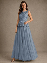 A-Line Chiffon Mother of the Bride Dress with Lace Appliques