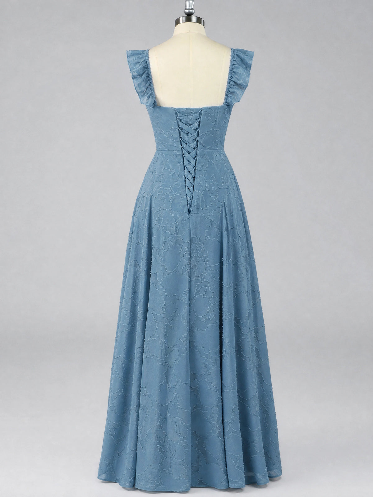 Jacquard Square Neck A-Line Maxi Dress