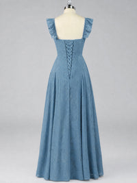 Jacquard Square Neck A-Line Maxi Dress