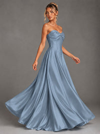 Sweetheart Neck Strapless Satin A-Line Prom Dress