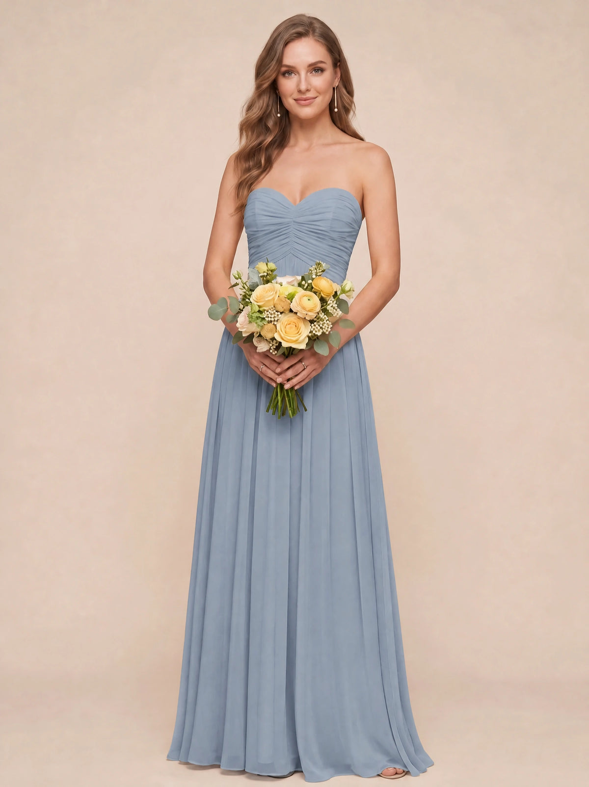 Strapless Pleated Chiffon A-Line Bridesmaid Dress