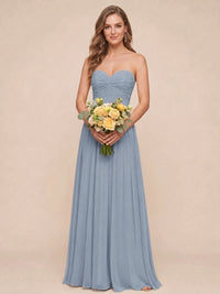 Strapless Pleated Chiffon A-Line Bridesmaid Dress