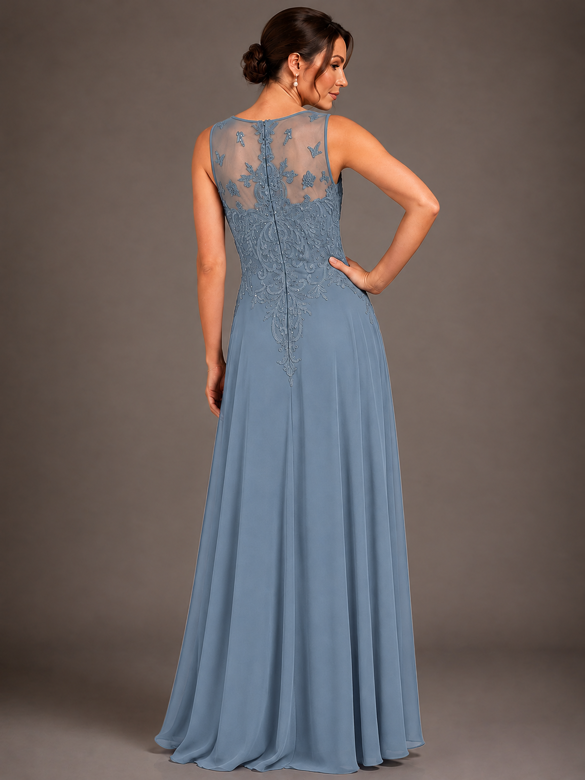 A-line 2 Pieces Chiffon Appliques Mother of The Bride Dresses with Jackets