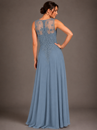 A-line 2 Pieces Chiffon Appliques Mother of The Bride Dresses with Jackets