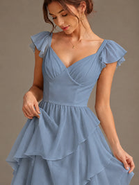 Ruffle Tiered V Neck Maxi Dress