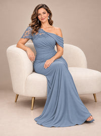 One Shoulder Chiffon Mother of The Bride Dress