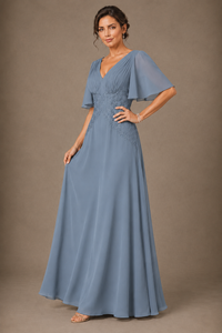 A-Line Chiffon Mother of the Bride Dress with Applique