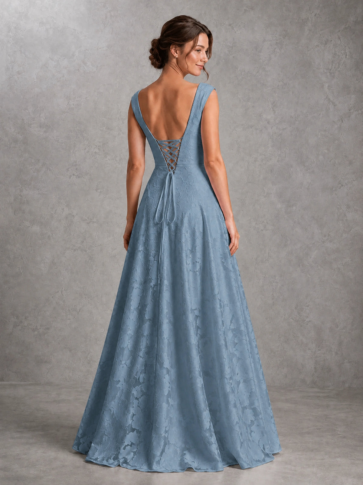 Blush Pink Lace Applique A-Line Bridesmaid Dress