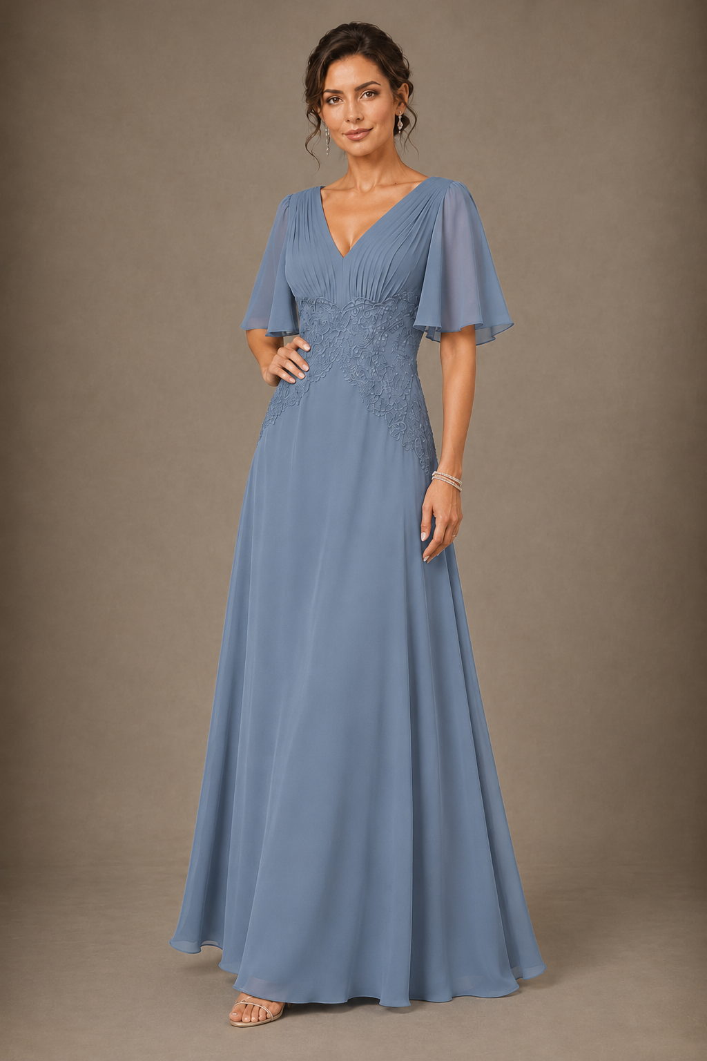 A-Line Chiffon Mother of the Bride Dress with Applique