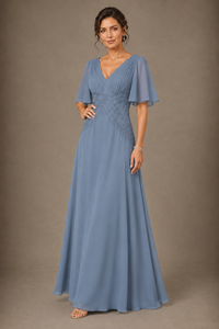 A-Line Chiffon Mother of the Bride Dress with Applique