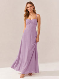 JOVELLEE Yellow Sweetheart Ruched Bust Chiffon Maxi Dress