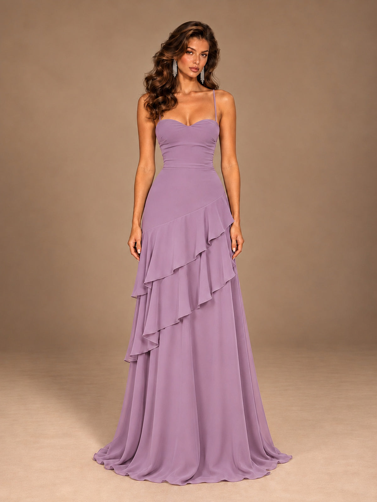 Sweetheart A-Line Ruffle Prom Dress with Spaghetti Straps