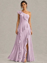 Sage Green One Shoulder Ruffle Bridesmaid Dress